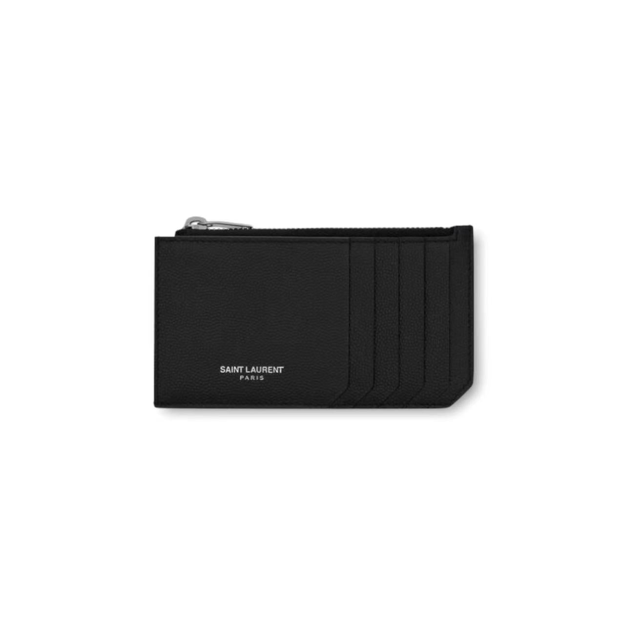 FRAGMENTS ZIPPED CARD CASE IN GRAIN DE POUDRE EMBOSSED LEATHER image 0