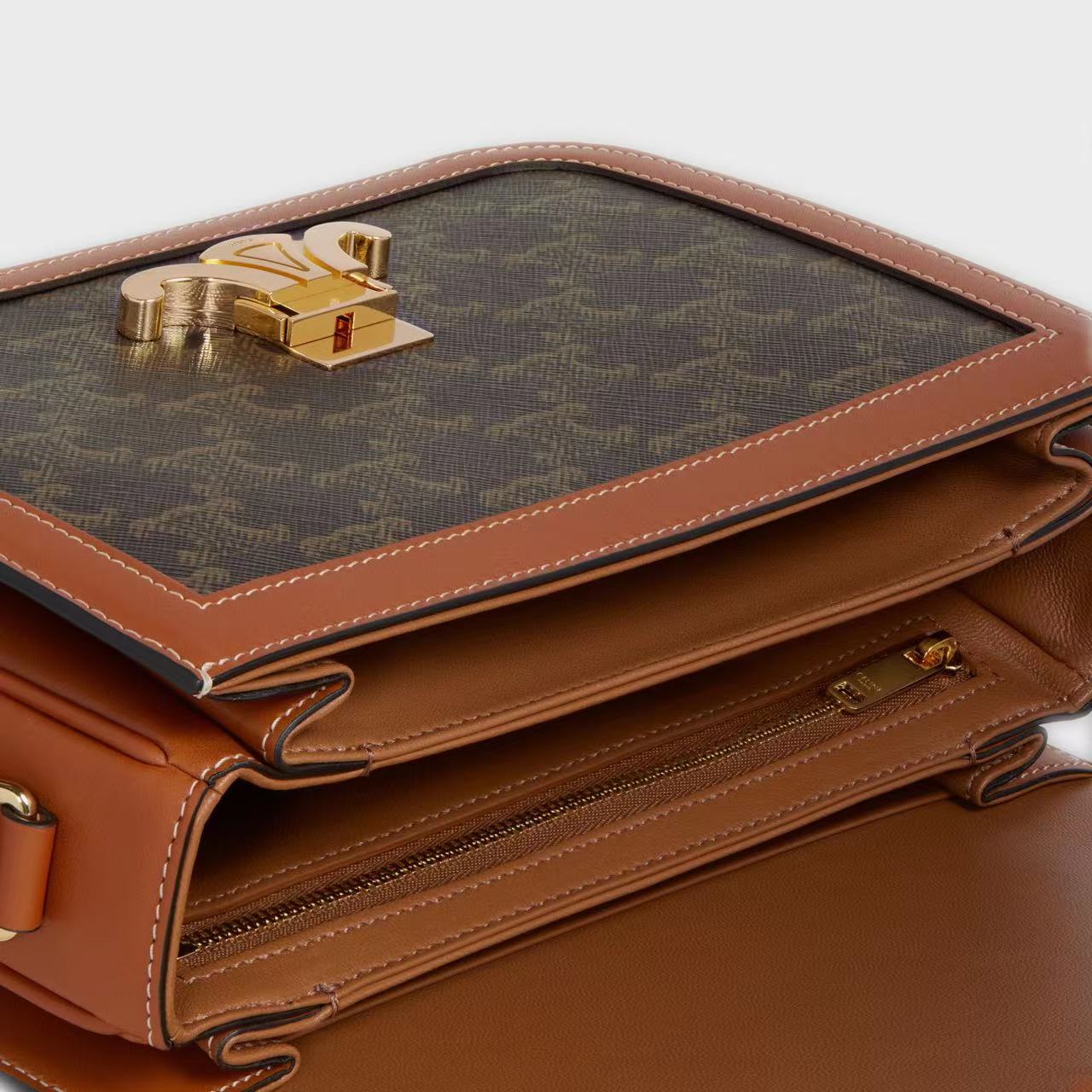 CLASSIQUE TRIOMPHE BAG IN TRIOMPHE CANVAS AND CALFSKIN TAN image 3