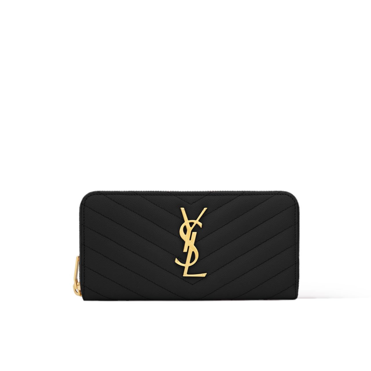 CASSANDRE SAINT LAURENT MATELASSÉ ZIP AROUND WALLET IN GRAIN DE POUDRE EMBOSSED LEATHER image 0