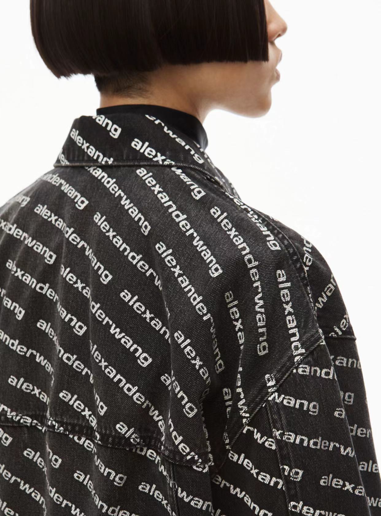 falling back logo jacket in dark denim image 3