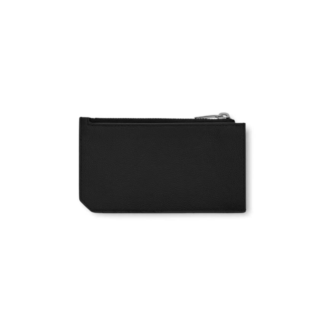 FRAGMENTS ZIPPED CARD CASE IN GRAIN DE POUDRE EMBOSSED LEATHER image 1