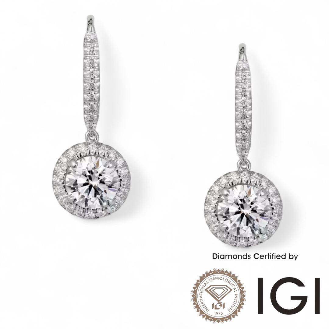 ASH043 Round Lab Grown Diamond Earring In 18K D VVS1 VVS2 3EX IGI Cert - Madison Avenue Diamond