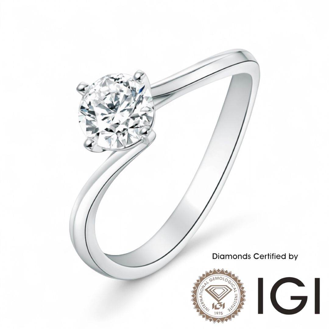 ASH044 Solitaire . Lab-Grown Diamond . Ring, D, VVS1, VVS2, 3EX, IGI Certified - Madison Avenue Diamond