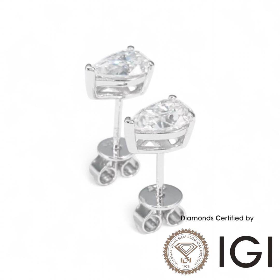 ASH035 Pear . Lab-Grown Diamond . Earring, D, VVS1, VVS2, 2EX, IGI Certified - Madison Avenue Diamond