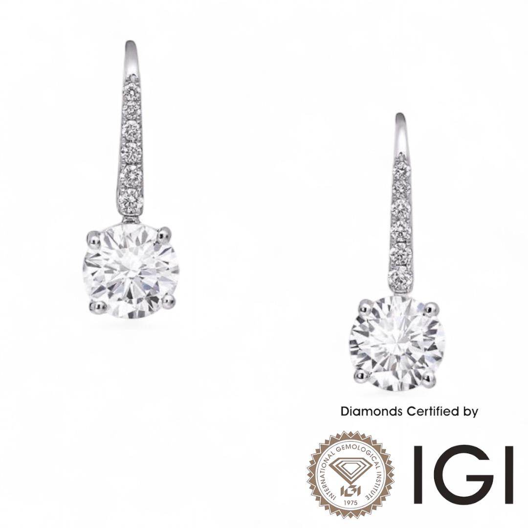 ASH042 Round Lab Grown Diamond Earring In 18K D VVS1 VVS2 3EX IGI Cert - Madison Avenue Diamond