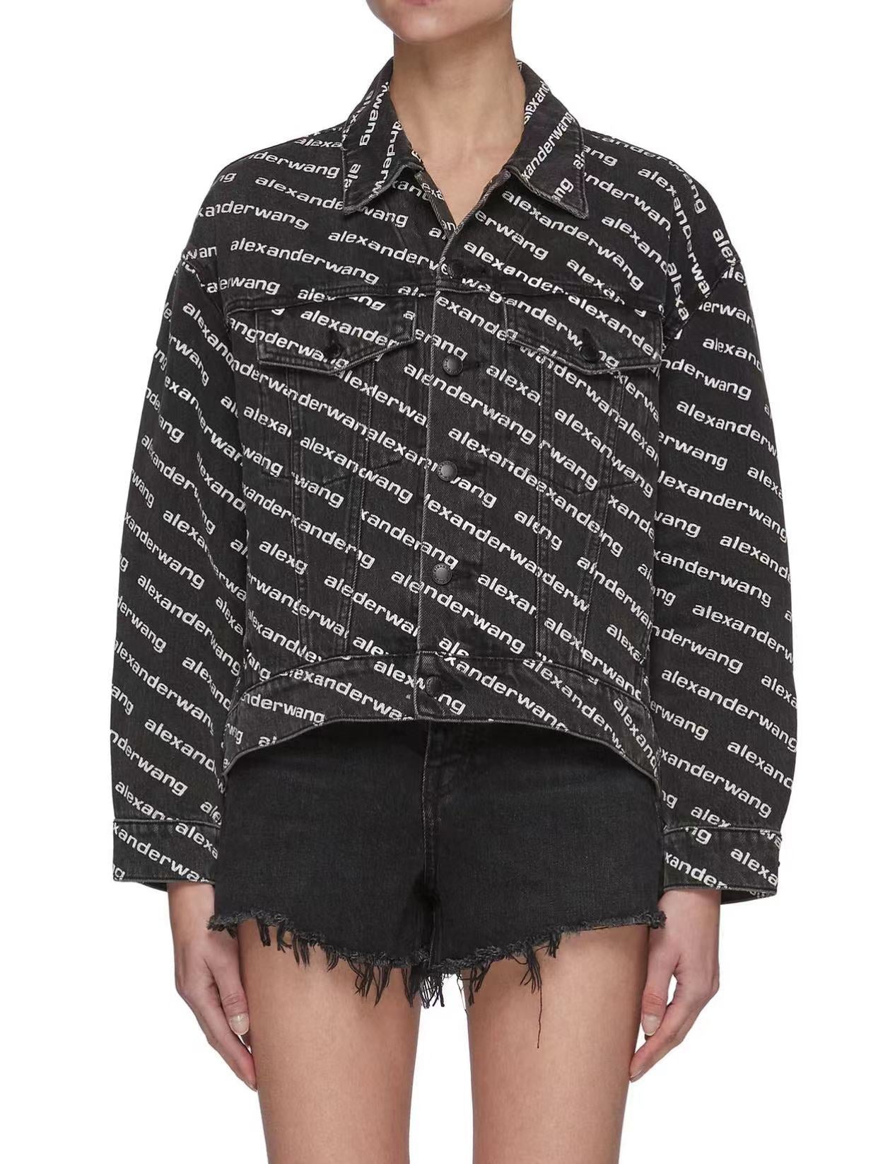 falling back logo jacket in dark denim image 1