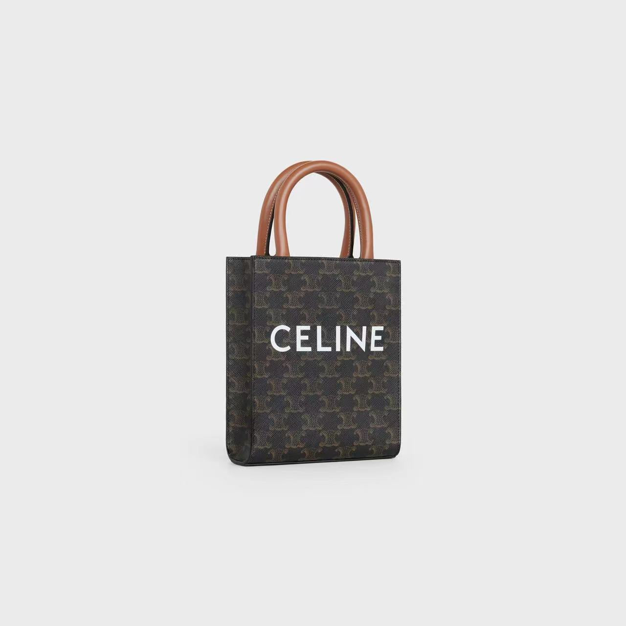 MINI VERTICAL CABAS IN TRIOMPHE CANVAS AND CALFSKIN WITH CELINE PRINT TAN image 1
