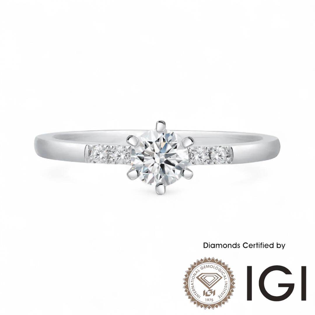 ASH046 Sidestone Lab Grown Diamond Ring D VVS1 VVS2 3EX IGI Certified - Madison Avenue Diamond