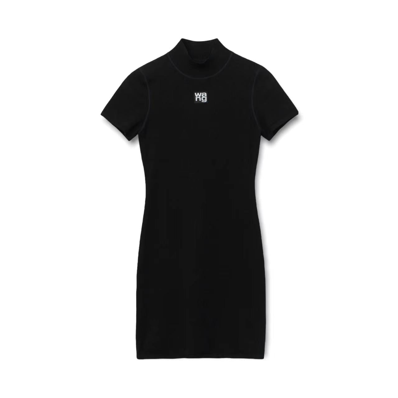 mock neck tee dress in bodycon knit image 0