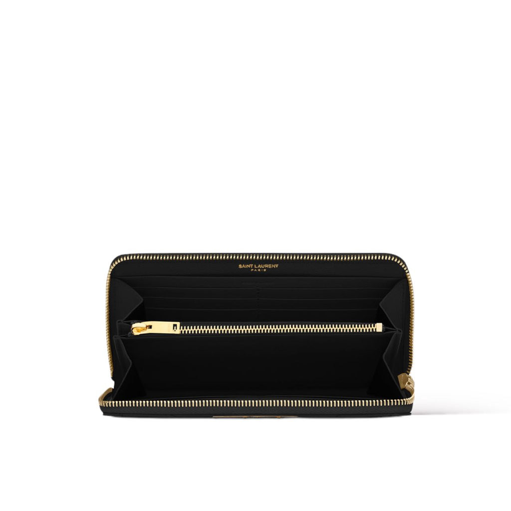 CASSANDRE SAINT LAURENT MATELASSÉ ZIP AROUND WALLET IN GRAIN DE POUDRE EMBOSSED LEATHER image 2
