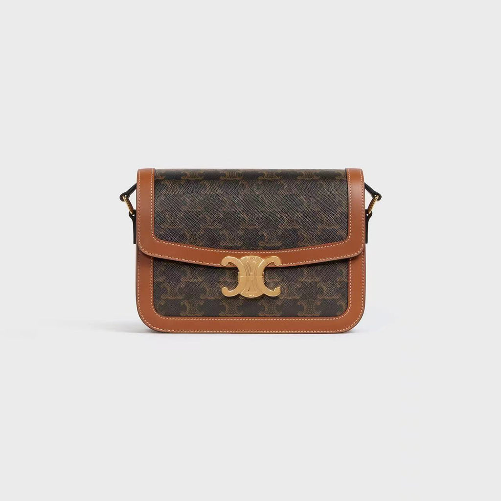 CLASSIQUE TRIOMPHE BAG IN TRIOMPHE CANVAS AND CALFSKIN TAN image 0