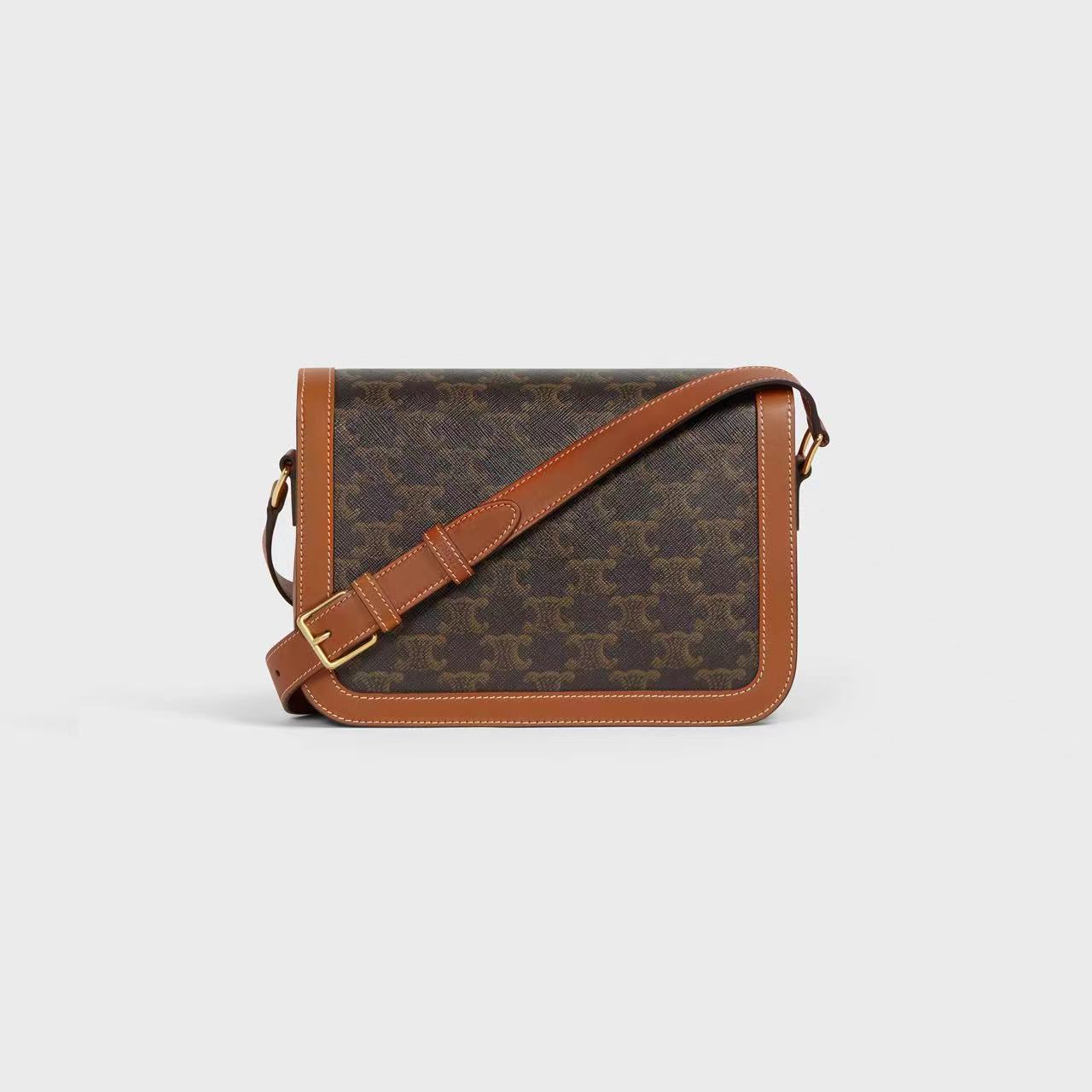 CLASSIQUE TRIOMPHE BAG IN TRIOMPHE CANVAS AND CALFSKIN TAN image 2