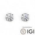 ASH036 Solitaire . Lab-Grown Diamond . Earring, D, VVS1, VVS2, 3EX, IGI Cert - Madison Avenue Diamond