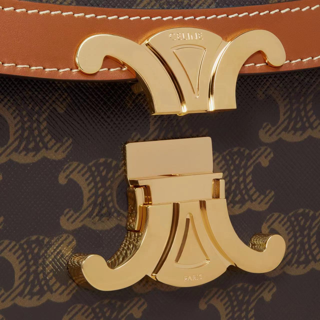 CLASSIQUE TRIOMPHE BAG IN TRIOMPHE CANVAS AND CALFSKIN TAN image 4