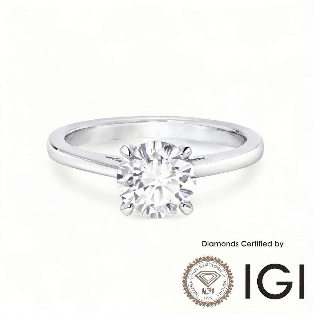 ASH018 Solitaire . Lab-Grown Diamond . Ring, D, VVS1, VVS2, 3EX, IGI Certified - Madison Avenue Diamond