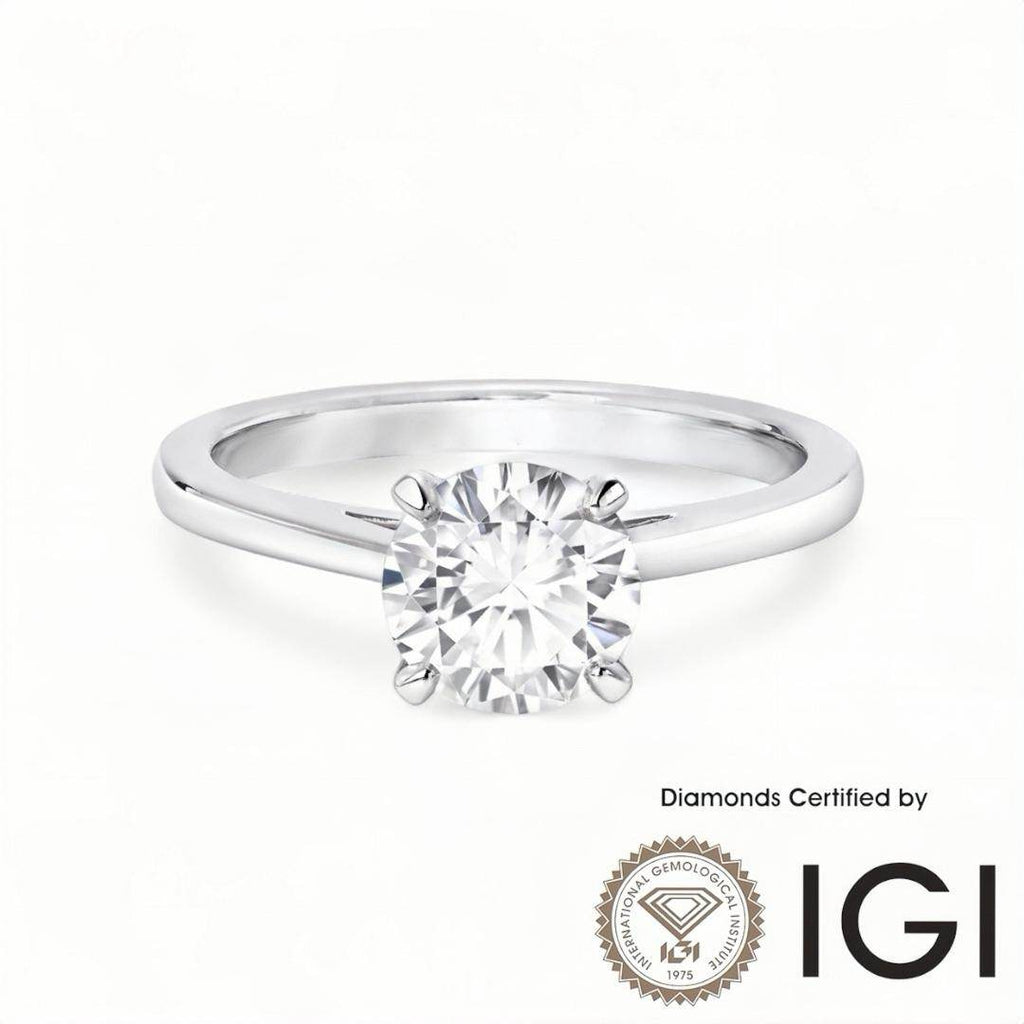 ASH018 Solitaire . Lab-Grown Diamond . Ring, D, VVS1, VVS2, 3EX, IGI Certified - Madison Avenue Diamond