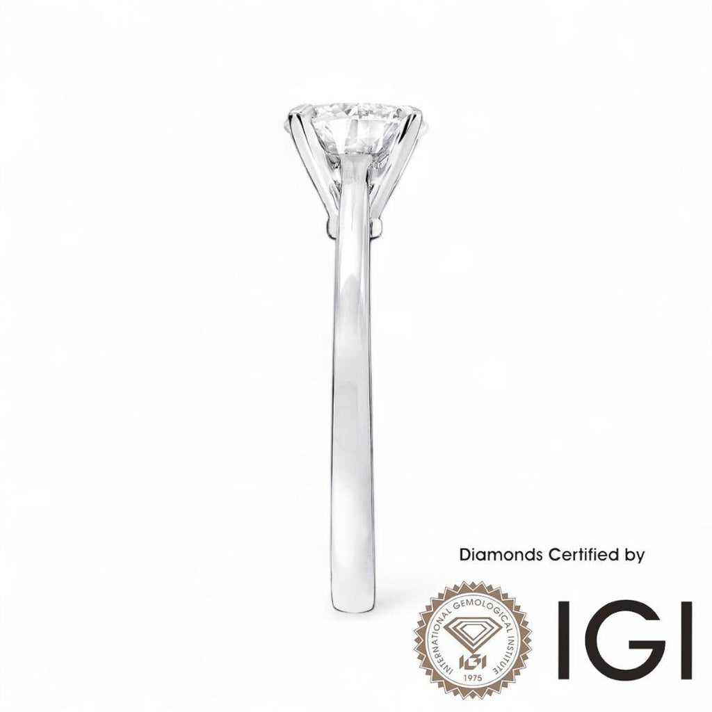 ASH018 Solitaire . Lab-Grown Diamond . Ring, D, VVS1, VVS2, 3EX, IGI Certified - Madison Avenue Diamond