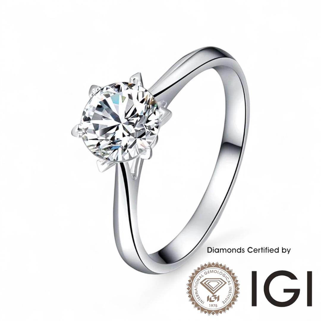 ASH019 Solitaire . Lab-Grown Diamond . Ring, D, VVS1, VVS2, 3EX, IGI Certified - Madison Avenue Diamond