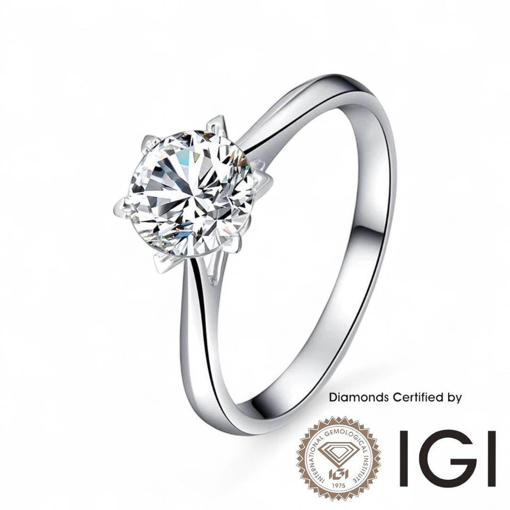 ASH019 Solitaire . Lab-Grown Diamond . Ring, D, VVS1, VVS2, 3EX, IGI Certified - Madison Avenue Diamond
