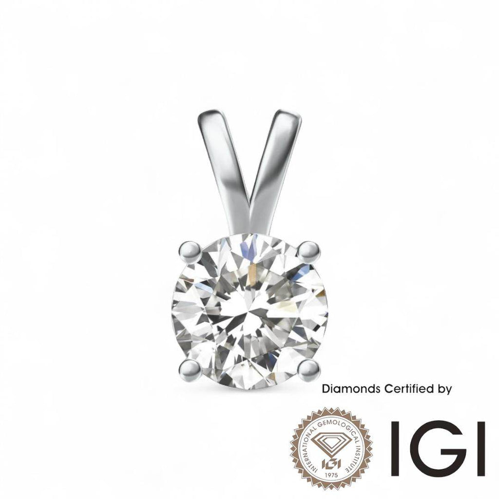 ASH021 Solitaire 18K Lab Grown Diamond Pendant D VVS1 VVS2 3EX IGI Certified - Madison Avenue Diamond