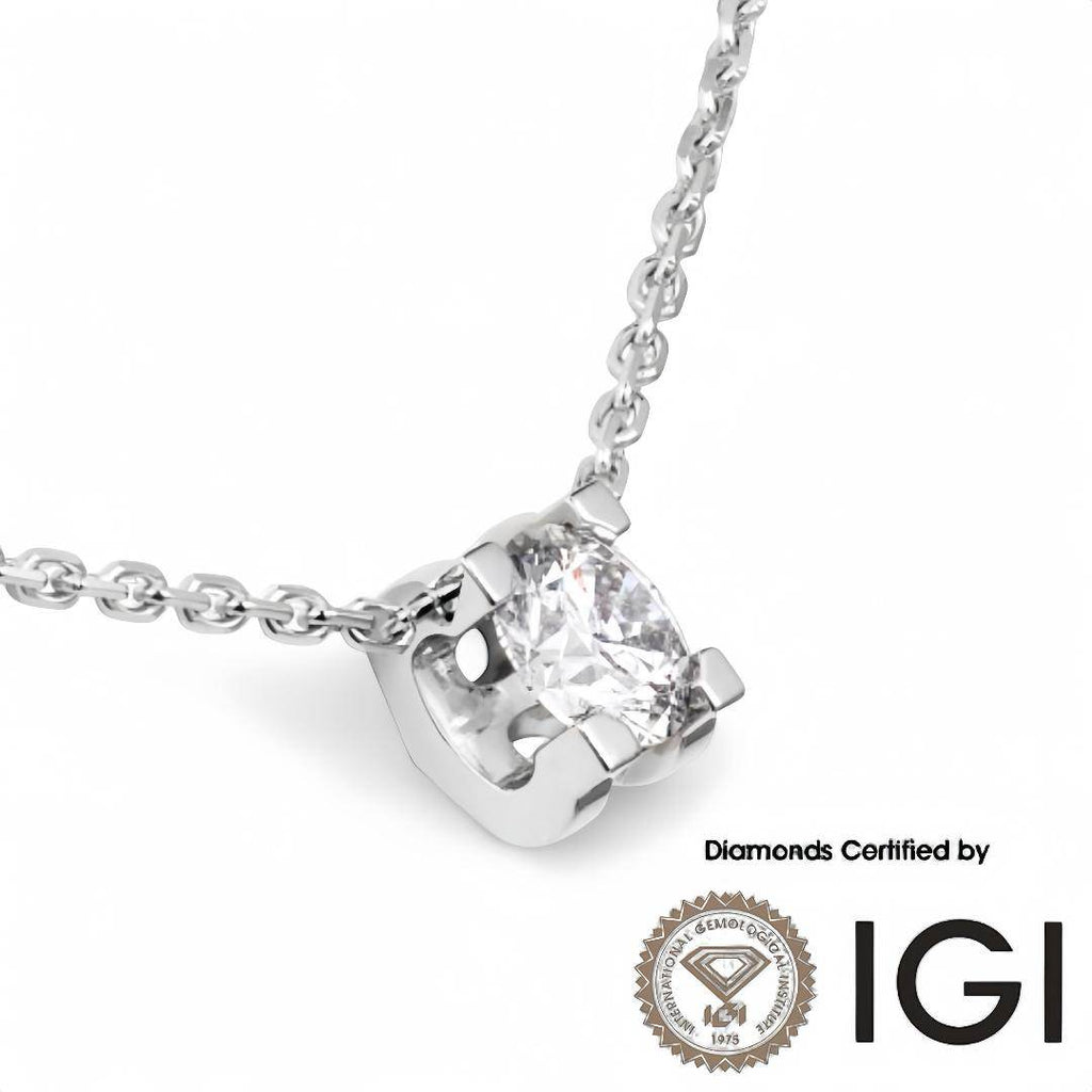 ASH022 Solitaire 18K Lab Grown Diamond Pendant D VVS1 VVS2 3EX IGI Certified - Madison Avenue Diamond