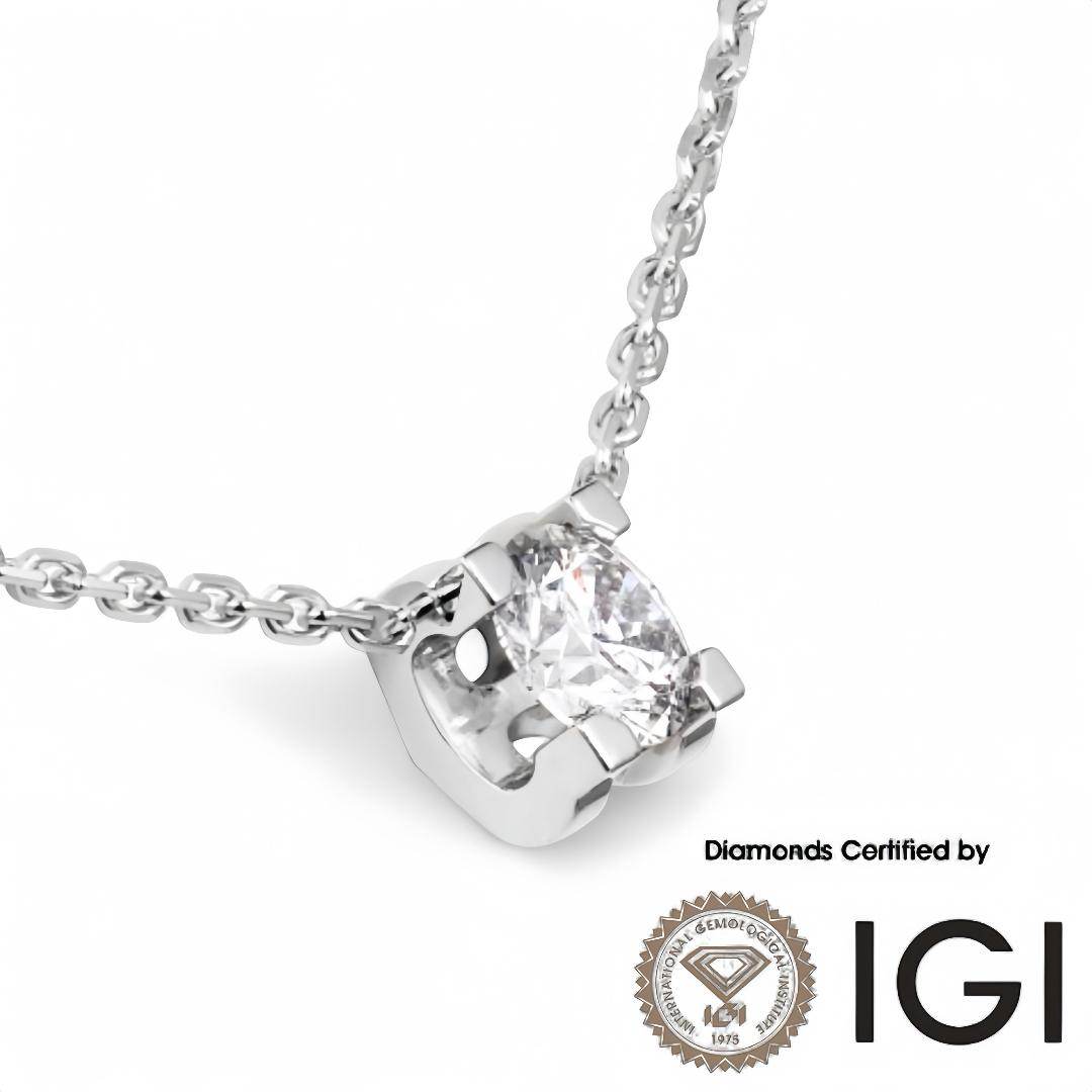 ASH022 Solitaire 18K Lab Grown Diamond Pendant D VVS1 VVS2 3EX IGI Certified - Madison Avenue Diamond