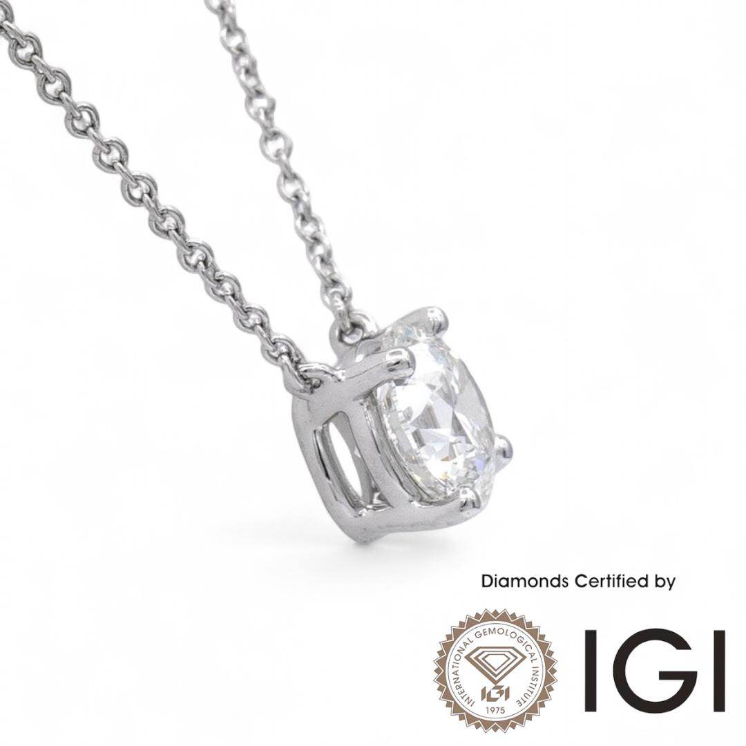 ASH023 Solitaire 18K Lab Grown Diamond Pendant D VVS1 VVS2 3EX IGI Certified - Madison Avenue Diamond