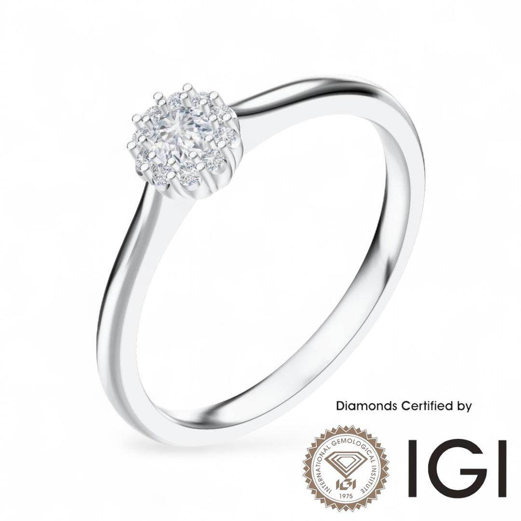 ASH025 Halo Lab Grown Diamond Ring D VVS1 VVS2 3EX IGI Certified - Madison Avenue Diamond