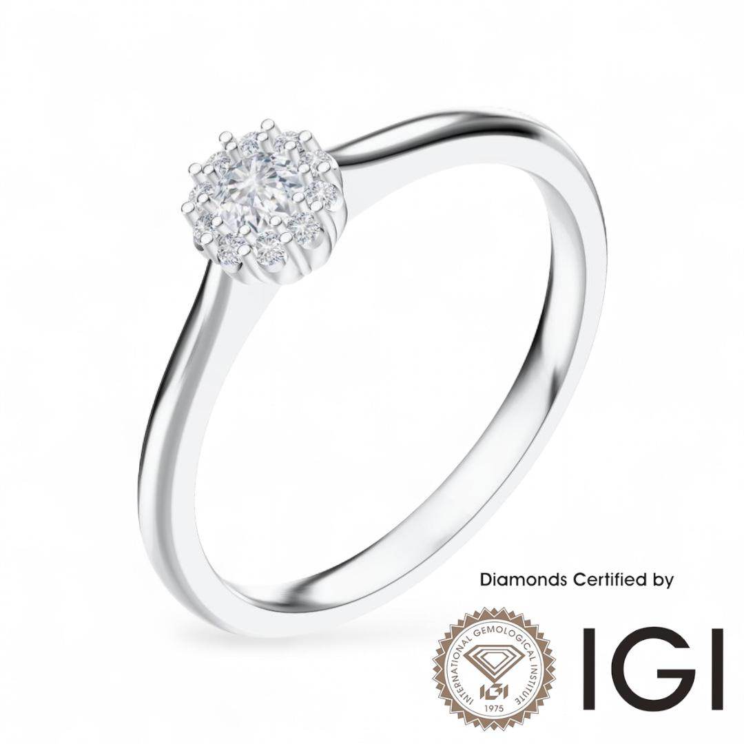 ASH025 Halo Lab Grown Diamond Ring D VVS1 VVS2 3EX IGI Certified - Madison Avenue Diamond