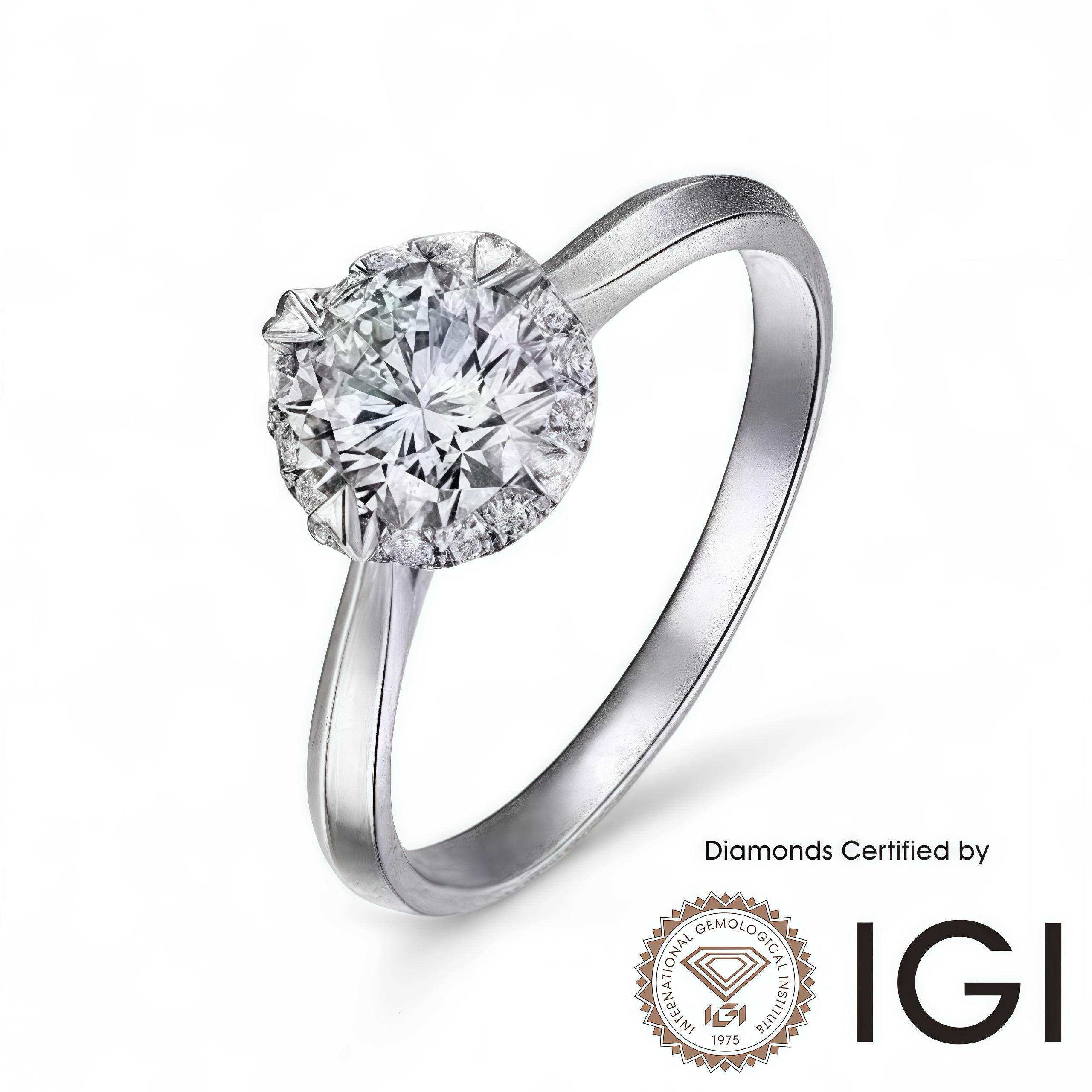ASH026 Halo Lab Grown Diamond Ring D VVS1 VVS2 3EX IGI Certified - Madison Avenue Diamond
