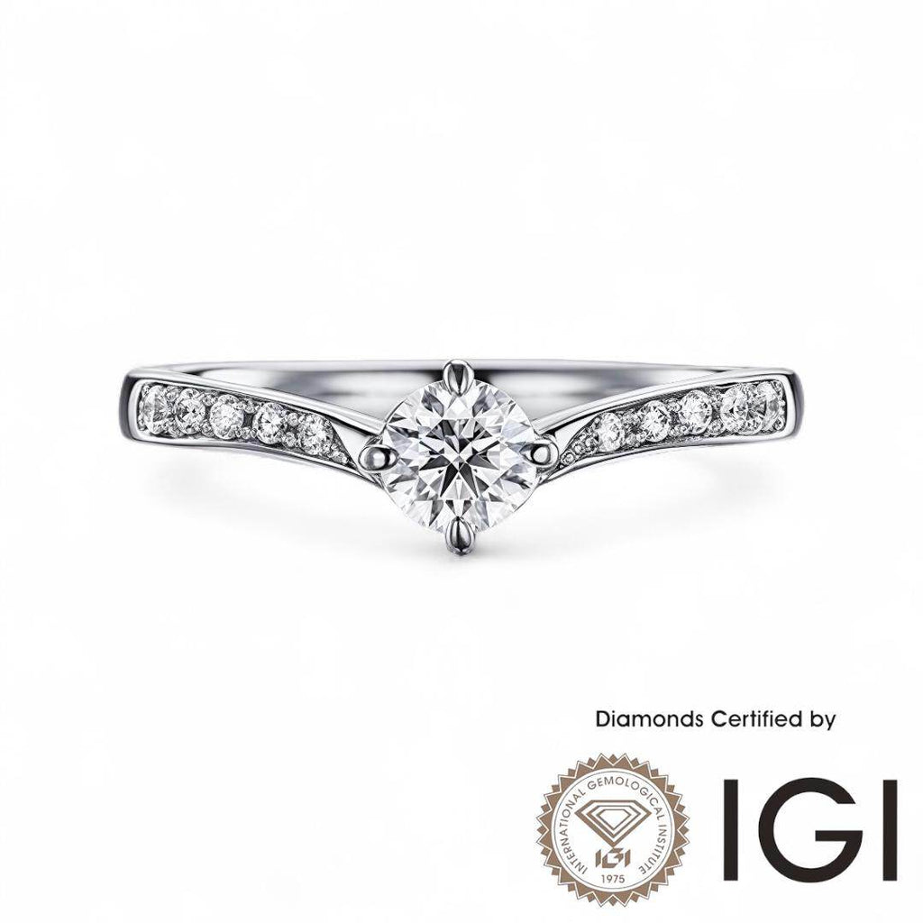ASH028 Sidestone Lab Grown Diamond Ring D VVS1 VVS2 3EX IGI Certified - Madison Avenue Diamond