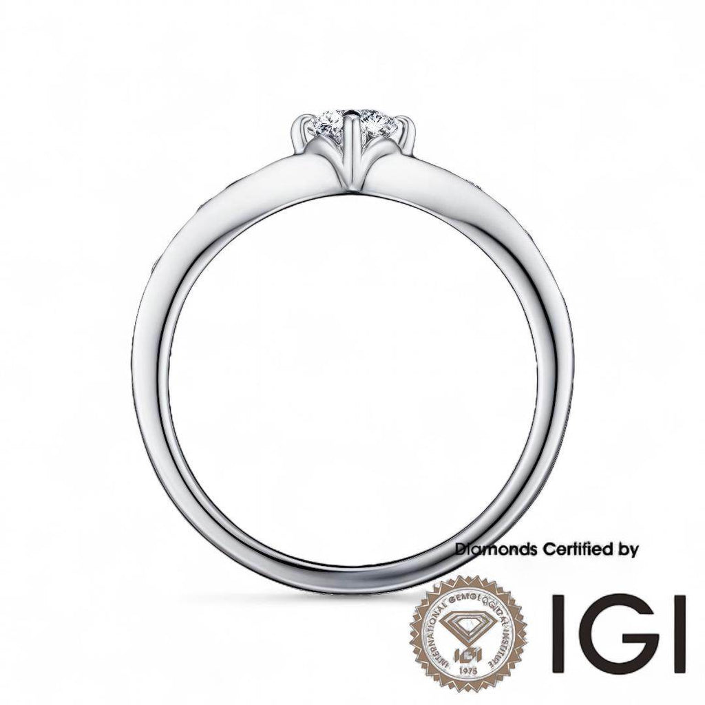 ASH028 Sidestone Lab Grown Diamond Ring D VVS1 VVS2 3EX IGI Certified - Madison Avenue Diamond
