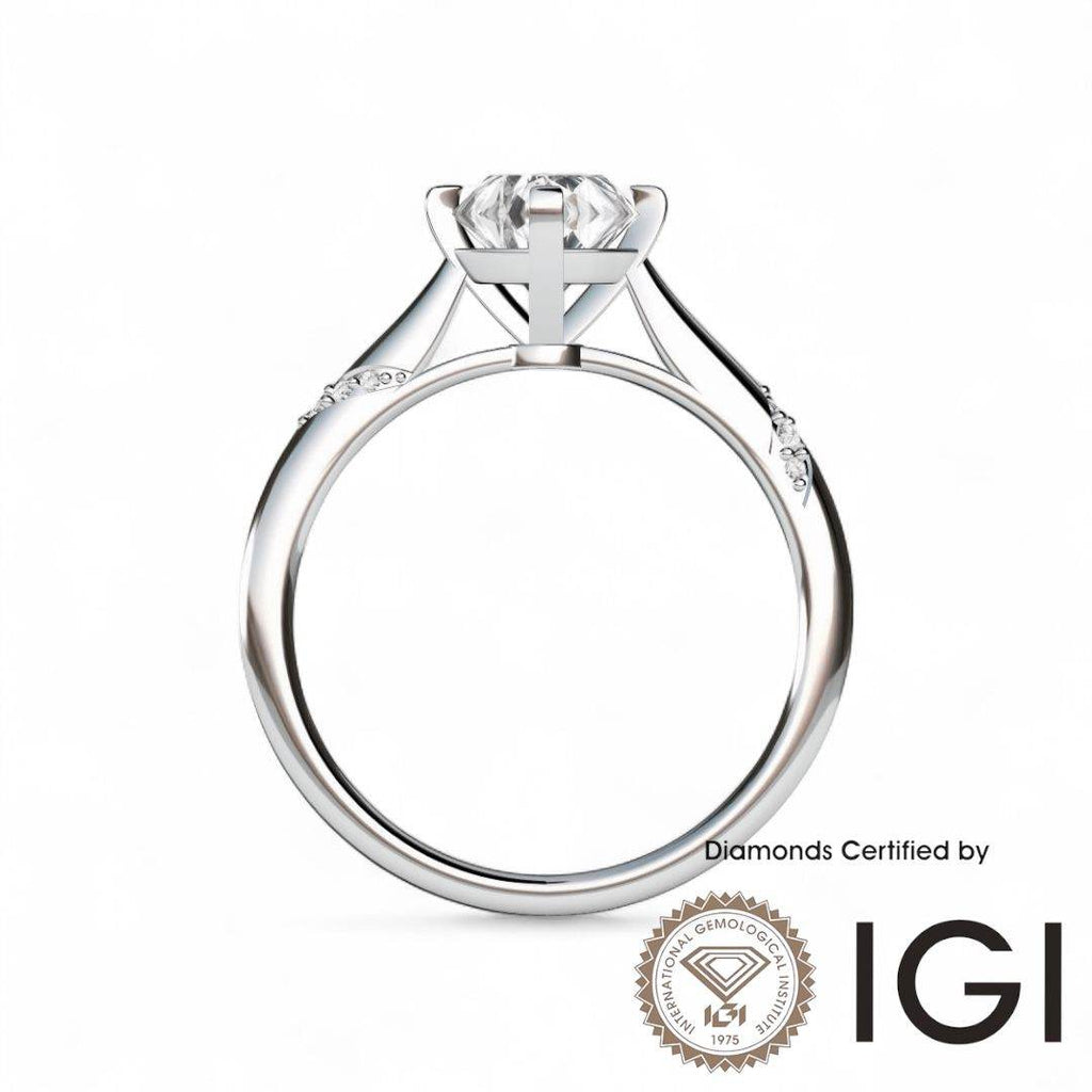 ASH045 Sidestone Lab Grown Diamond Ring D VVS1 VVS2 3EX IGI Certified - Madison Avenue Diamond