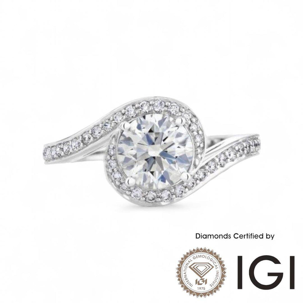 ASH049 Halo Lab Grown Diamond Ring D VVS1 VVS2 3EX IGI Certified - Madison Avenue Diamond