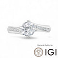 MadisonDia Signature Sidestone Lab Grown Diamond Ring 9K D VVS1 VVS2 3EX IGI Certified