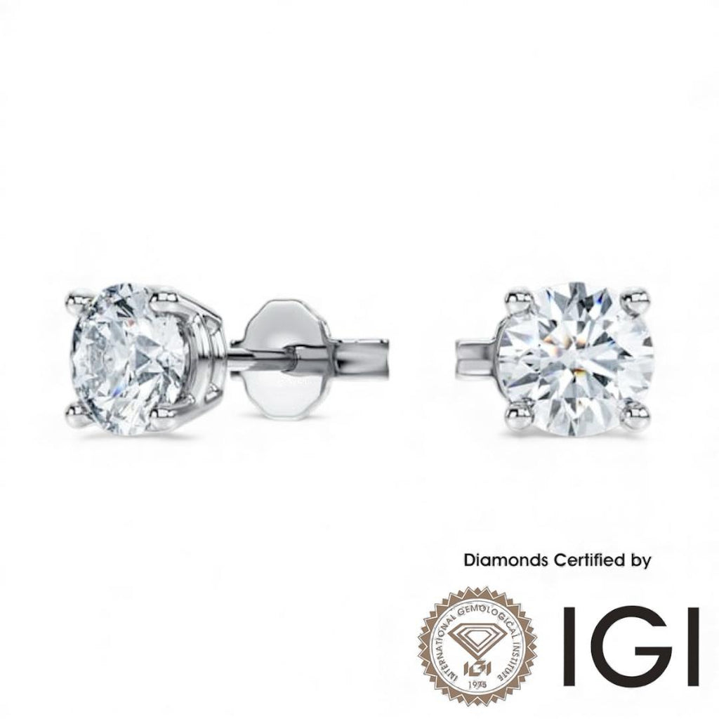 ASH058 1ct D, VVS2, 3EX, IGI certified, Lab-Grown Diamond Earrings (1 Pair)