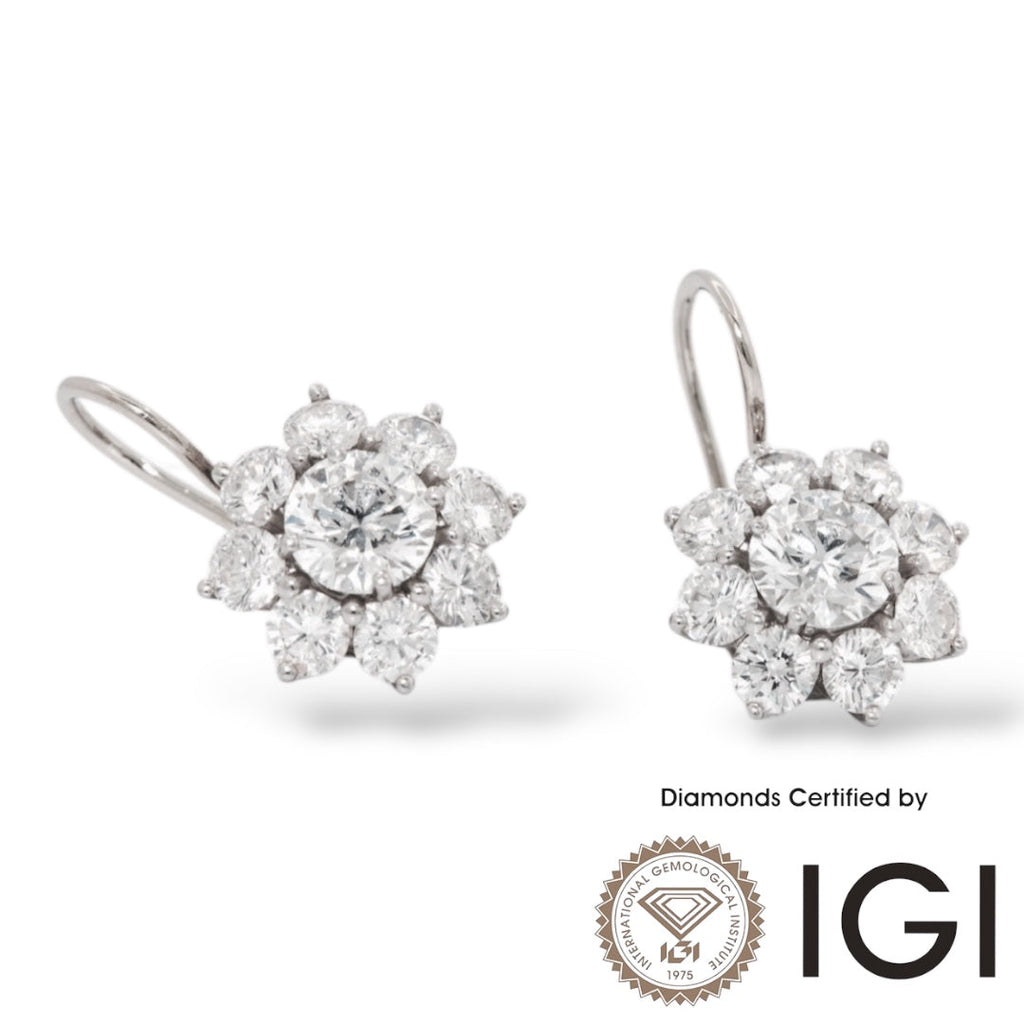 ASH069 Round Lab Grown Diamond Earring In 18K D VVS1 VVS2 3EX IGI Cert
