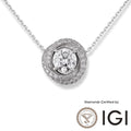ASH071 Halo Lab Grown Diamond Pendant D VVS1 VVS2 3EX IGI Certified