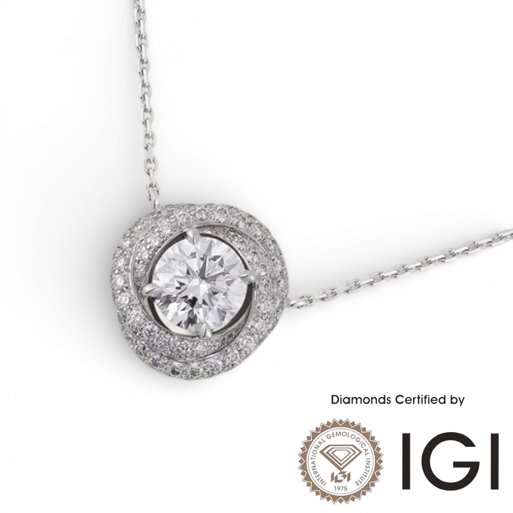 ASH071 Halo Lab Grown Diamond Pendant D VVS1 VVS2 3EX IGI Certified