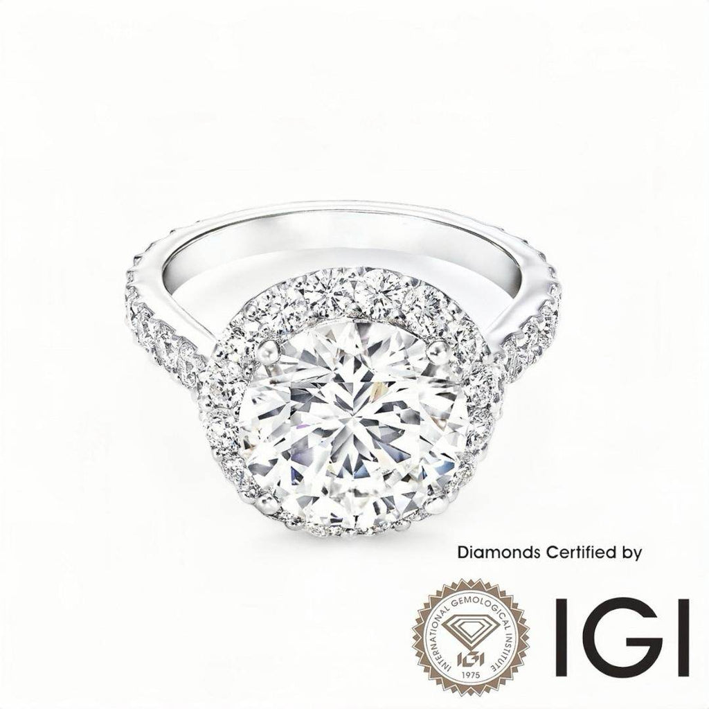 ASH020 Halo Lab Grown Diamond Ring D VVS1 VVS2 3EX IGI Certified - Madison Avenue Diamond
