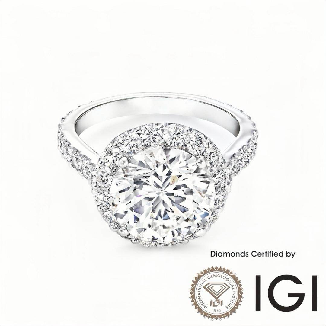 ASH020 Halo Lab Grown Diamond Ring D VVS1 VVS2 3EX IGI Certified - Madison Avenue Diamond