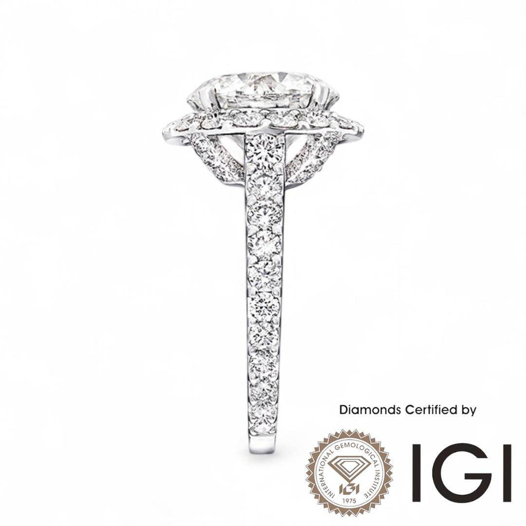 ASH020 Halo Lab Grown Diamond Ring D VVS1 VVS2 3EX IGI Certified - Madison Avenue Diamond