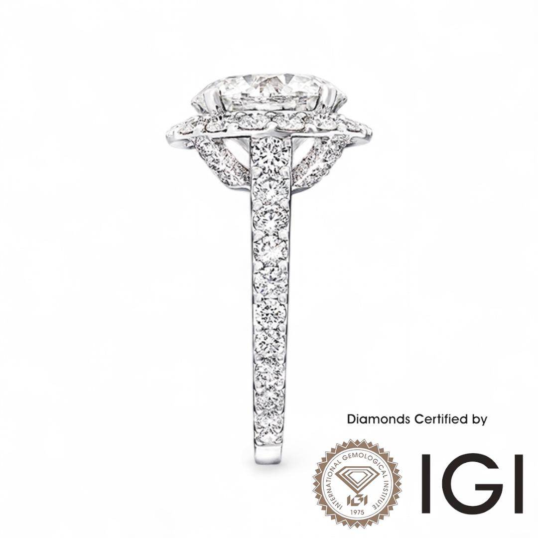 ASH020 Halo Lab Grown Diamond Ring D VVS1 VVS2 3EX IGI Certified - Madison Avenue Diamond