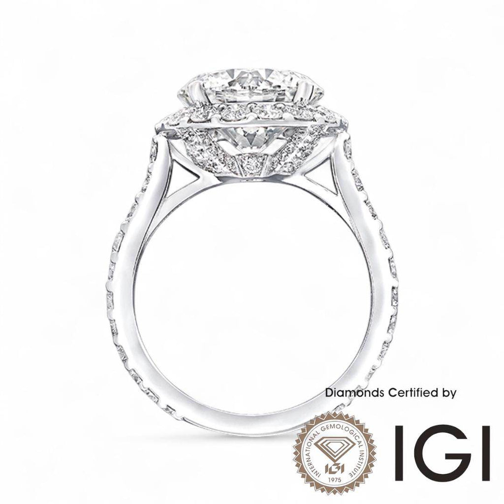 ASH020 Halo Lab Grown Diamond Ring D VVS1 VVS2 3EX IGI Certified - Madison Avenue Diamond