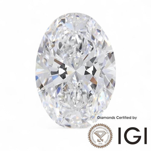 3ct Oval Shape Lab Grown Diamond D Color VVS1 VVS2 3EX IGI Certified - MadisonDia