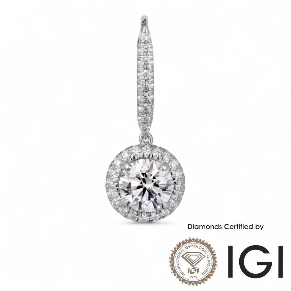 ASH043 Round Lab Grown Diamond Earring In 18K D VVS1 VVS2 3EX IGI Cert - Madison Avenue Diamond
