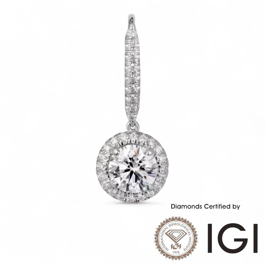 ASH043 Round Lab Grown Diamond Earring In 18K D VVS1 VVS2 3EX IGI Cert - Madison Avenue Diamond