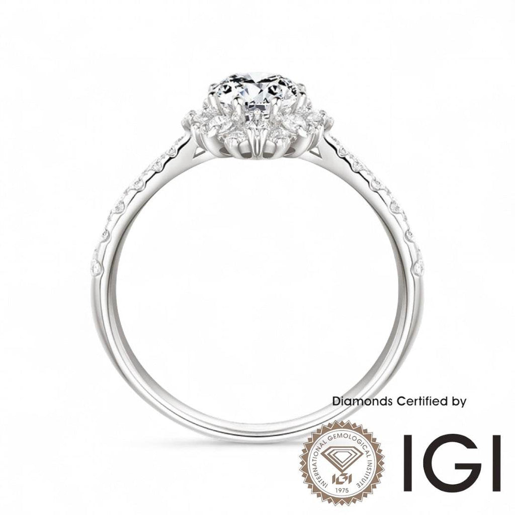 ASH013 Halo Lab Grown Diamond Ring D VVS1 VVS2 3EX IGI Certified - Madison Avenue Diamond