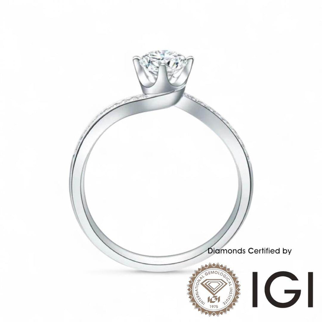 ASH029 Sidestone Lab Grown Diamond Ring D VVS1 VVS2 3EX IGI Certified - Madison Avenue Diamond