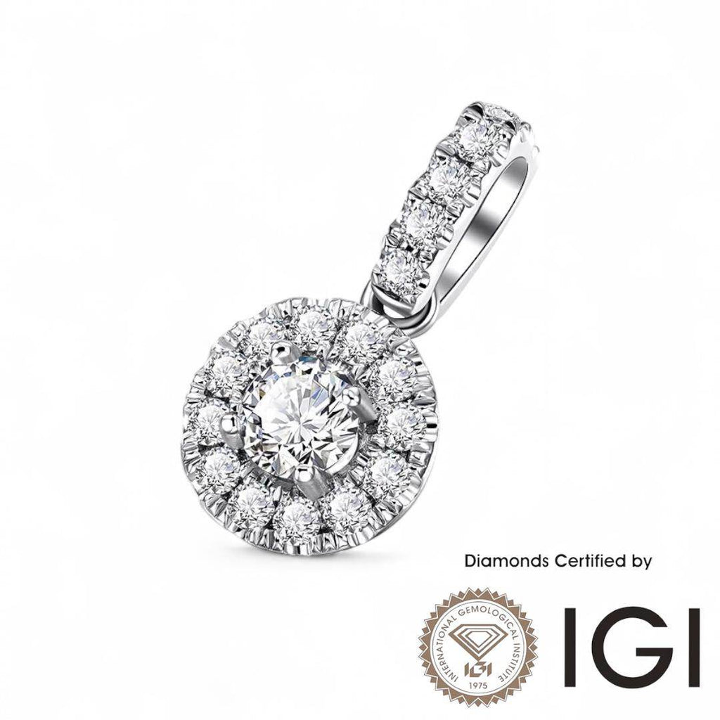 ASH031 Halo Lab Grown Diamond Pendant D VVS1 VVS2 3EX IGI Certified - Madison Avenue Diamond